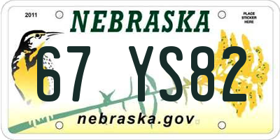 NE license plate 67YS82