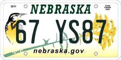 NE license plate 67YS87