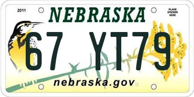 NE license plate 67YT79
