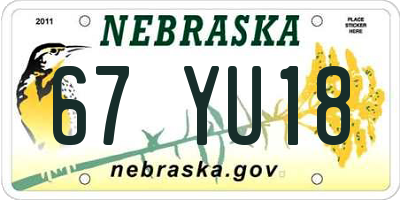 NE license plate 67YU18