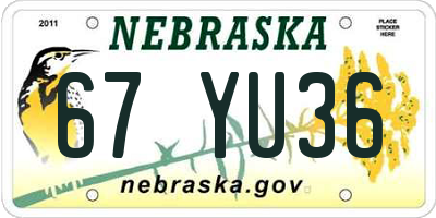 NE license plate 67YU36