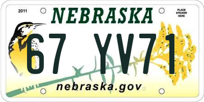 NE license plate 67YV71
