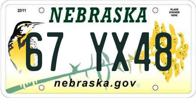NE license plate 67YX48