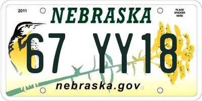 NE license plate 67YY18