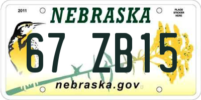 NE license plate 67ZB15