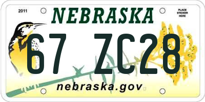 NE license plate 67ZC28