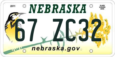 NE license plate 67ZC32