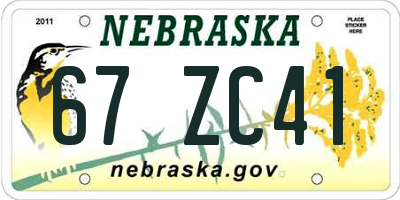 NE license plate 67ZC41