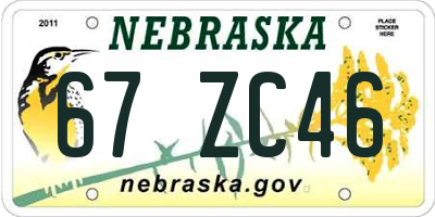 NE license plate 67ZC46