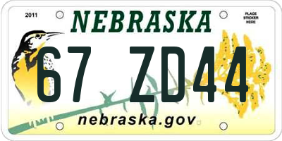 NE license plate 67ZD44