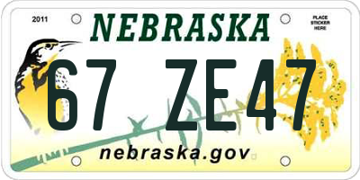 NE license plate 67ZE47
