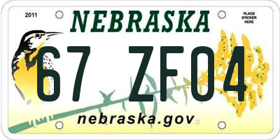 NE license plate 67ZF04