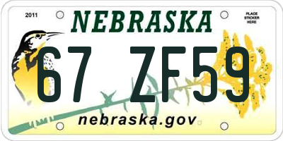 NE license plate 67ZF59