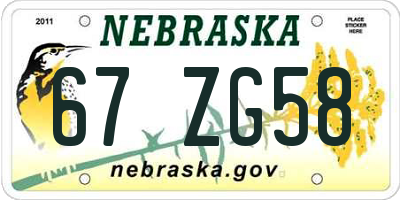 NE license plate 67ZG58