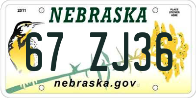 NE license plate 67ZJ36