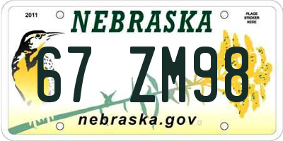 NE license plate 67ZM98