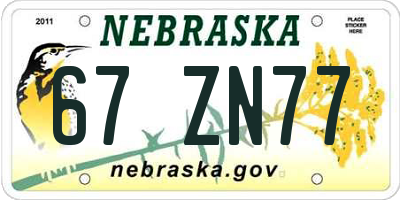 NE license plate 67ZN77