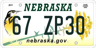 NE license plate 67ZP30