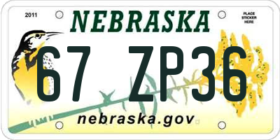 NE license plate 67ZP36