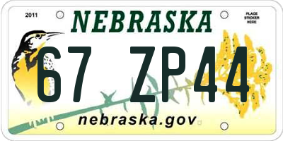 NE license plate 67ZP44