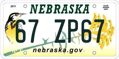 NE license plate 67ZP67