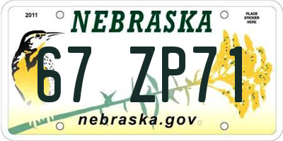 NE license plate 67ZP71