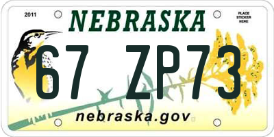 NE license plate 67ZP73