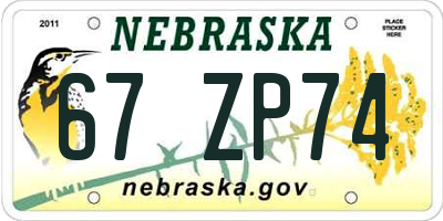 NE license plate 67ZP74