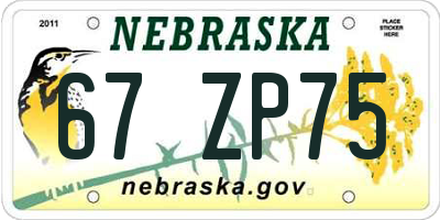 NE license plate 67ZP75