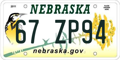 NE license plate 67ZP94