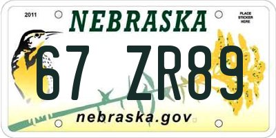 NE license plate 67ZR89