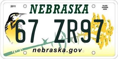 NE license plate 67ZR97