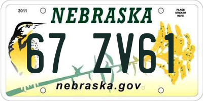 NE license plate 67ZV61