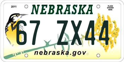 NE license plate 67ZX44