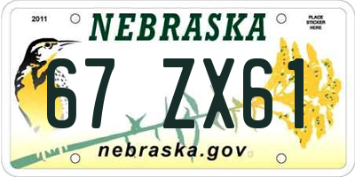NE license plate 67ZX61