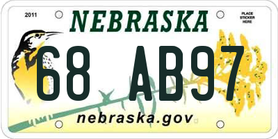 NE license plate 68AB97