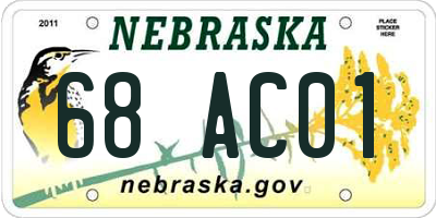 NE license plate 68AC01