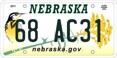NE license plate 68AC31