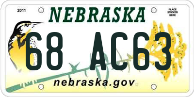 NE license plate 68AC63