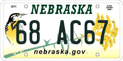 NE license plate 68AC67