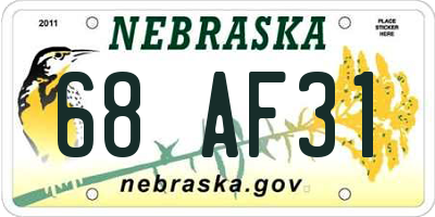 NE license plate 68AF31