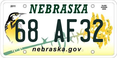 NE license plate 68AF32