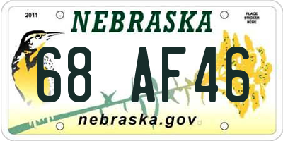 NE license plate 68AF46