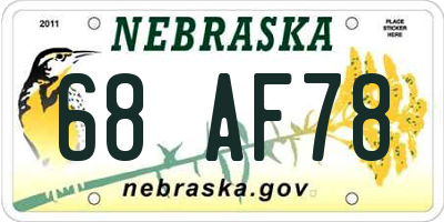 NE license plate 68AF78