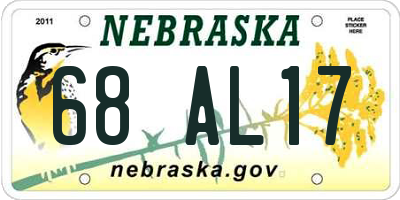 NE license plate 68AL17