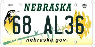 NE license plate 68AL36
