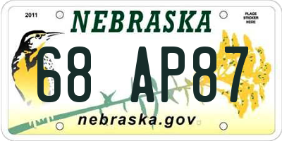 NE license plate 68AP87