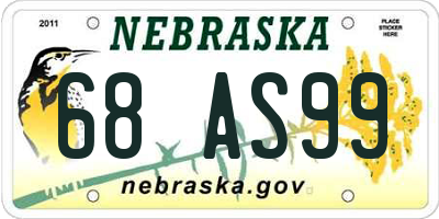 NE license plate 68AS99