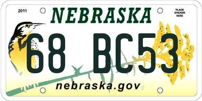 NE license plate 68BC53