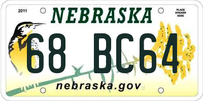 NE license plate 68BC64